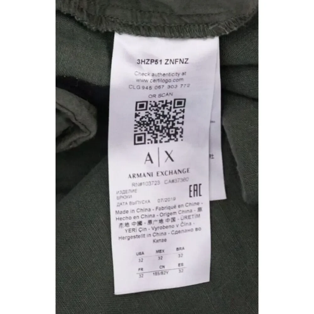 A|X Armani Exchange Men's Modern Utility Pants, Green, 32, MSRP‎ $130 Mid Rise